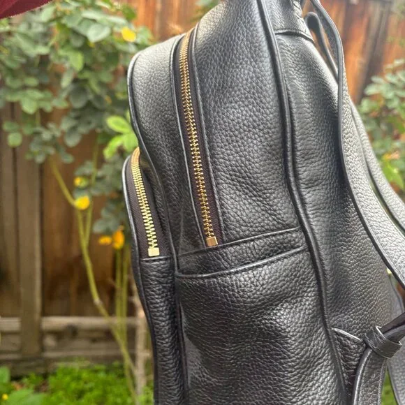 Authentic Michael kors black leather backpack purse